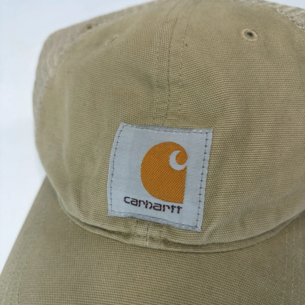 Carhartt Hat Snapback Beige. Casual Workwear Mesh Mens Logo Adjustable Tan